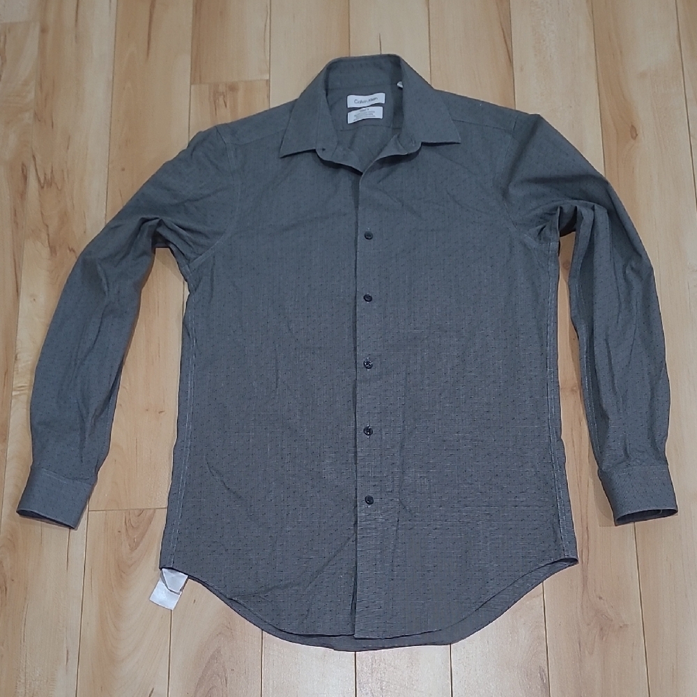 Calvin Klein Men's Size Small Gray Casual Button Down Shirt